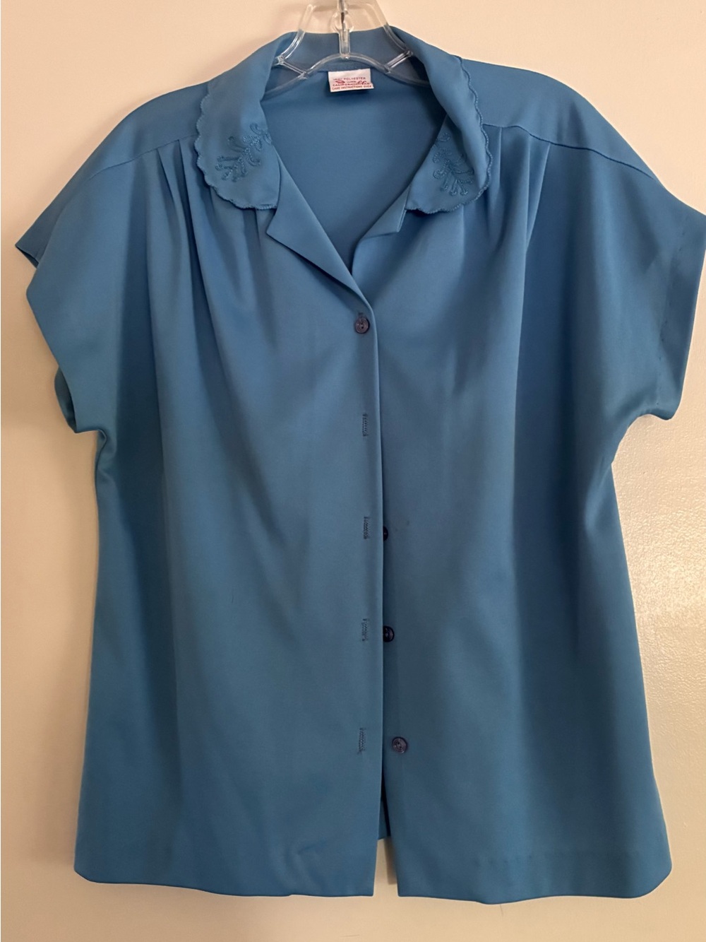 VTG Graff Blouse Top Blue Button Up *READ*